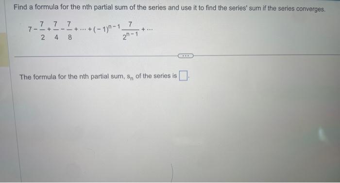 Solved Find a formula for the nth partial sum of the series | Chegg.com