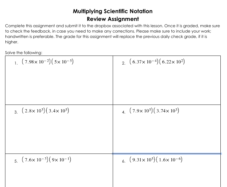 Solved Multiplying Scientific NotationReview | Chegg.com