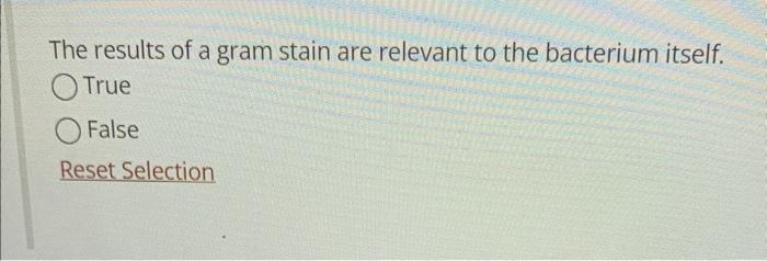 Solved The results of a gram stain are relevant to the | Chegg.com