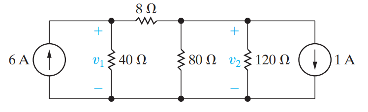 Solved Use Kirchhoff's Laws to find v1 ﻿and v2. | Chegg.com