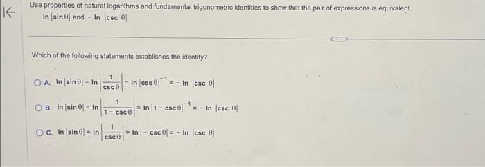 Solved Use properties of natural logarithms and fundamental | Chegg.com