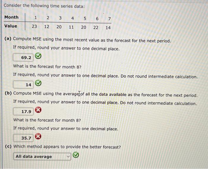 Solved Consider the following time series data: (a) Compute | Chegg.com