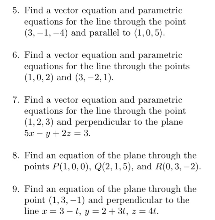 Solved 5. Find a vector equation and parametric equations | Chegg.com