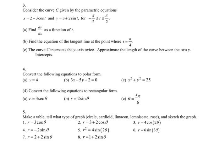 Solved 3. Consider the curve C given by the parametric | Chegg.com