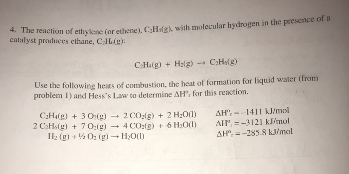 Solved 4. The reaction of ethylene or ethene CZ catalyst