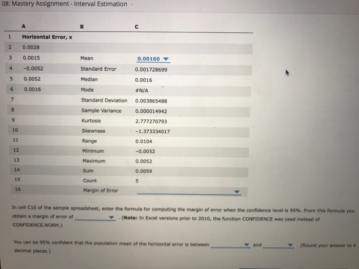 Solved Ch 08 Mastery Assignment Interval Estimation 4 Chegg