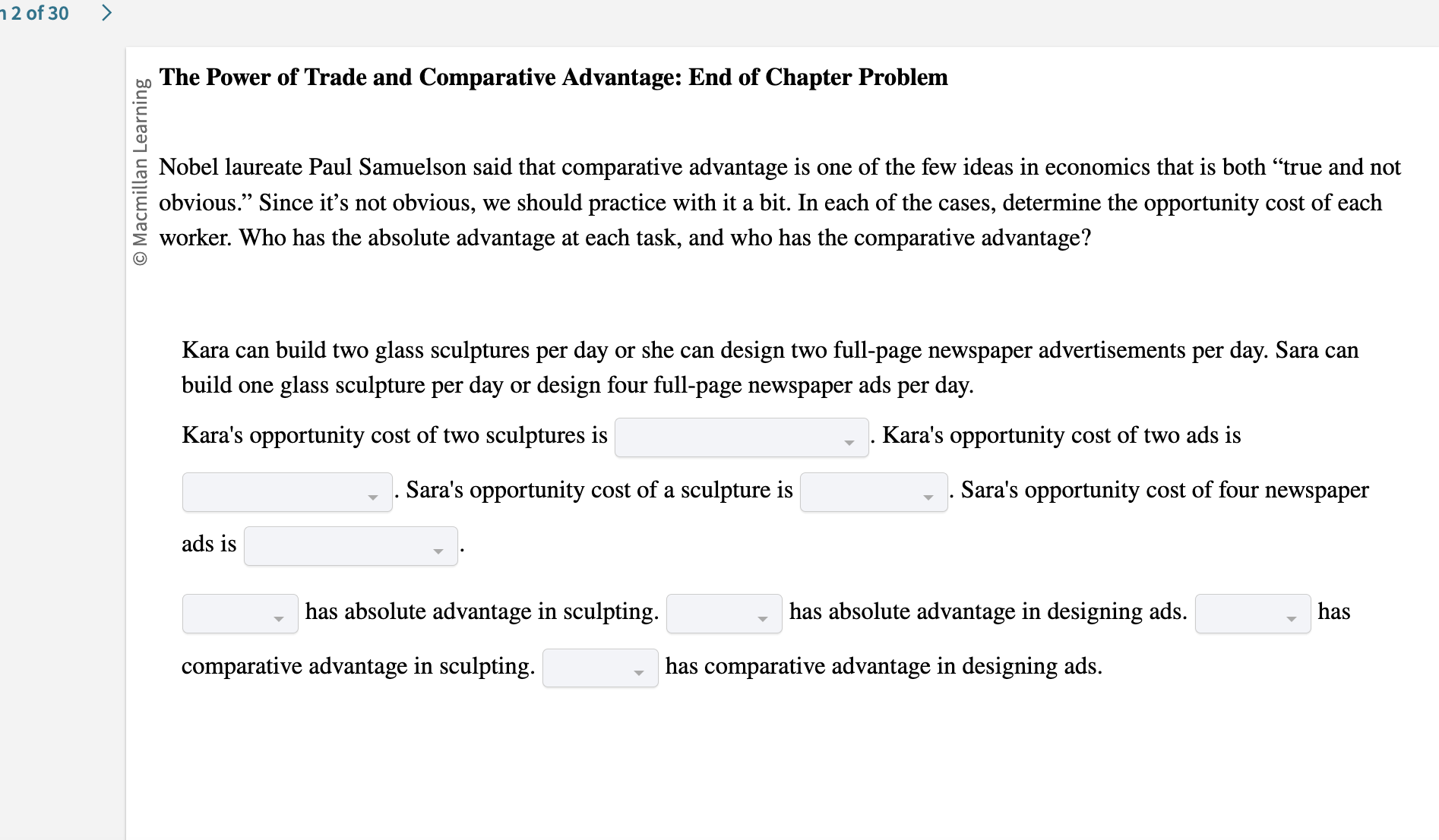 Solved The Power of Trade and Comparative Advantage: End of | Chegg.com