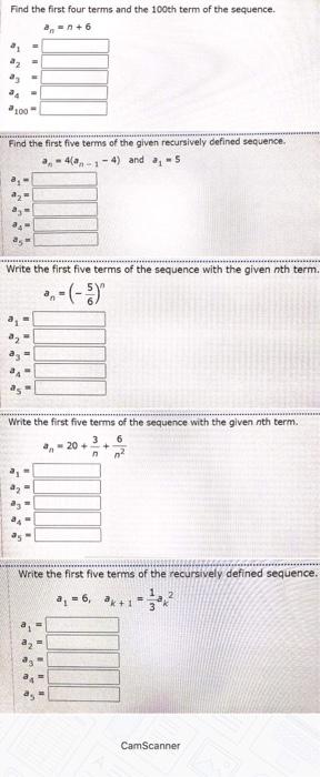 Solved Find the first four terms and the 100th term of the | Chegg.com