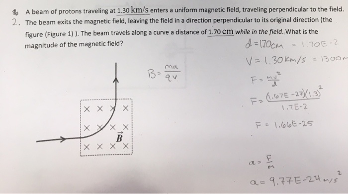 Solved A Beam Of Protons Traveling At Km S Enters A Chegg Com