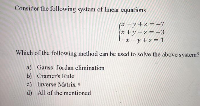 Solved Consider the following system of linear equations (x | Chegg.com
