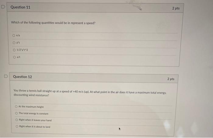 Solved D Question 11 2 pts Which of the following quantities | Chegg.com