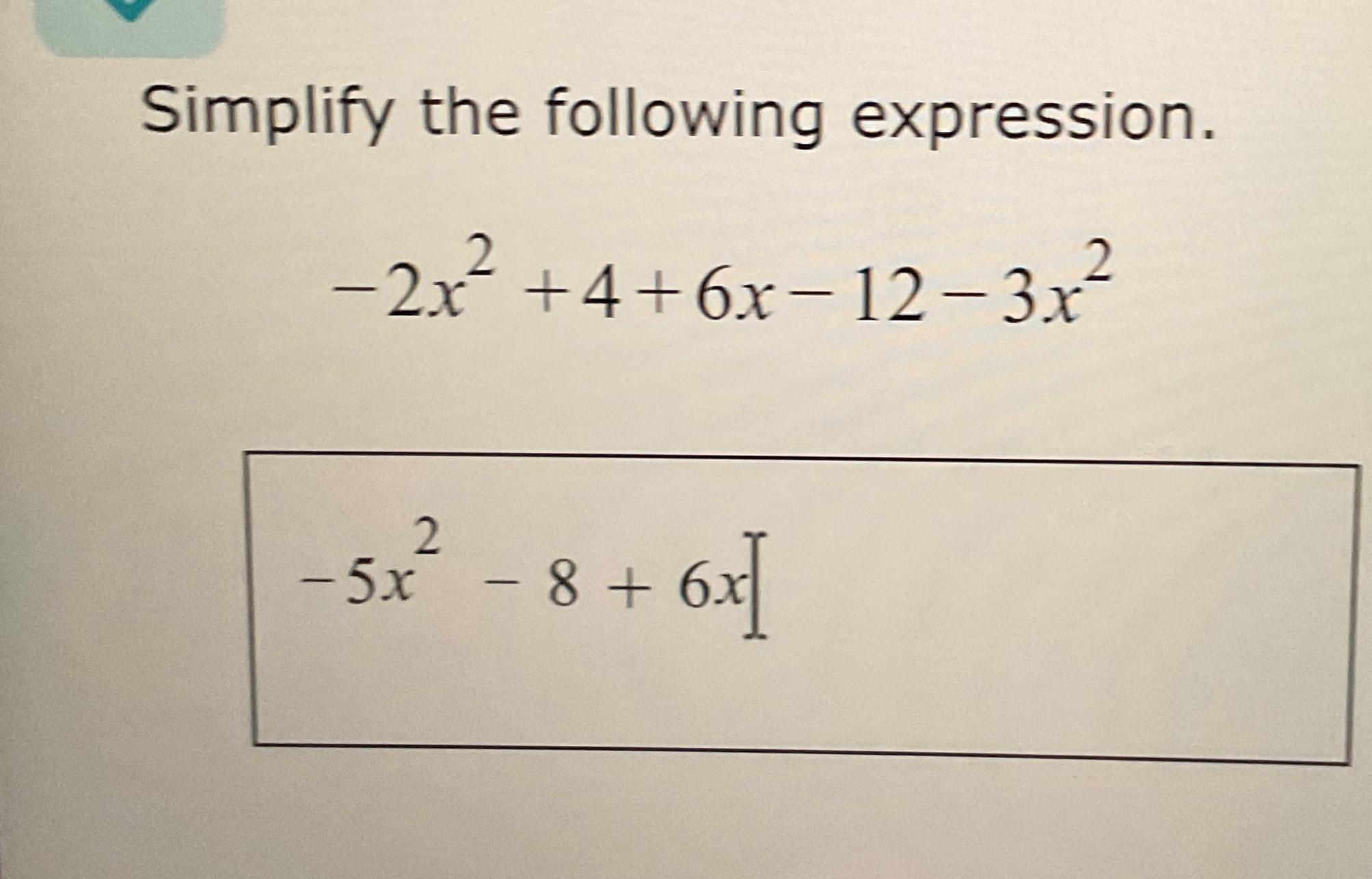 Solved Simplify the following | Chegg.com