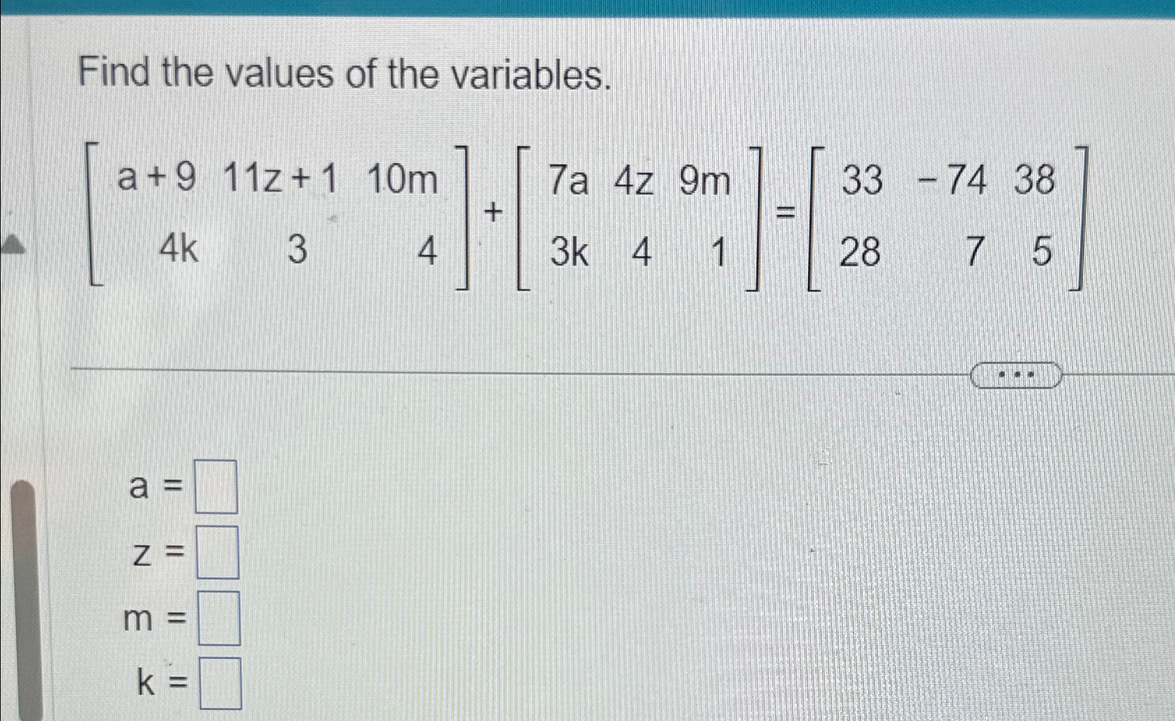 Solved Find the values of the | Chegg.com