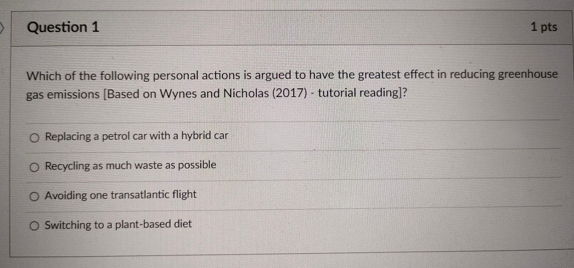 Solved Which Of The Following Personal Actions Is Argued To | Chegg.com