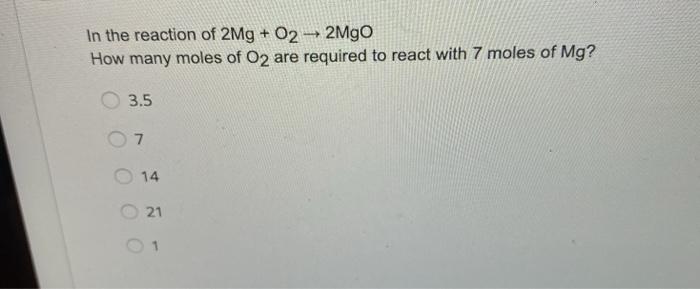 Solved Given the following equation: 2Mg + O2 +2MgO + 602 kJ | Chegg.com