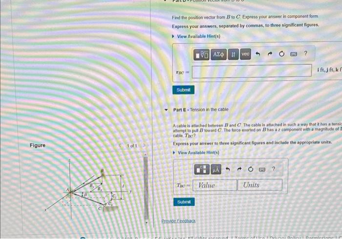 Solved Find the position vector from B to C. Express your | Chegg.com