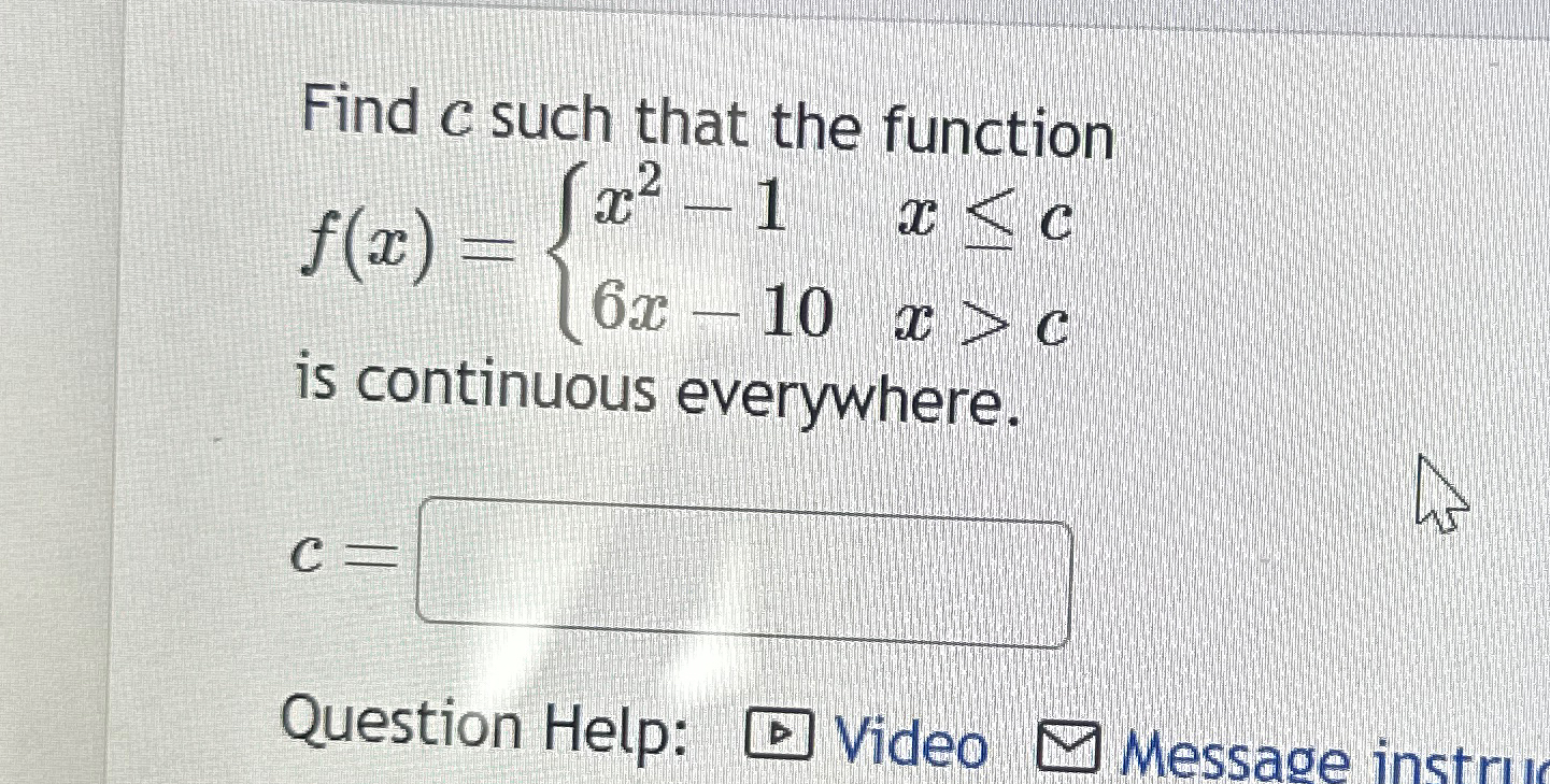 Solved Find c ﻿such that the | Chegg.com