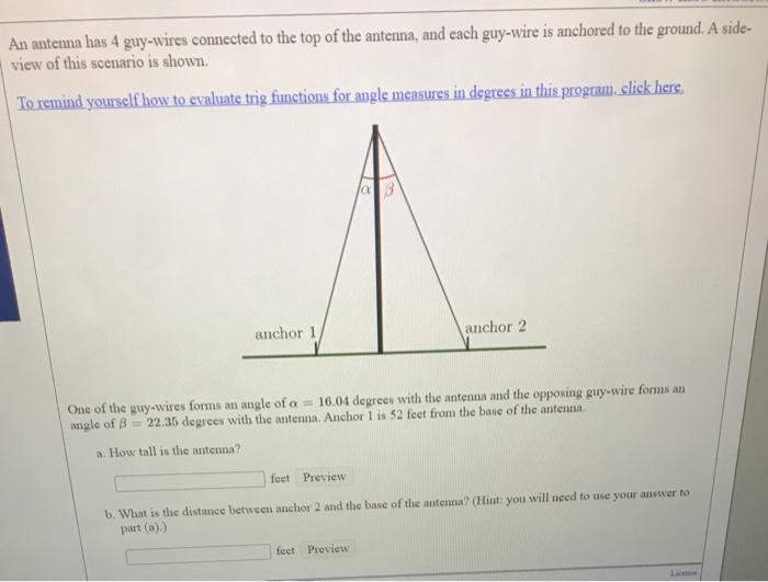 Solved An Antenna Has 4 Guywires Connected To The Top Of 