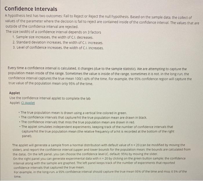 Confidence Intervals A hypothesis test has two | Chegg.com