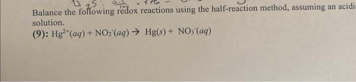 Solved Balance the following redox reactions using the | Chegg.com