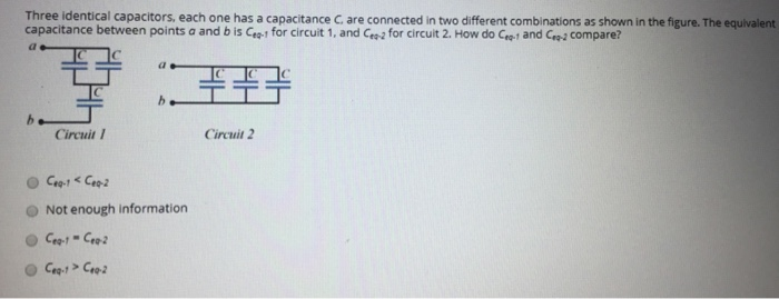 Solved Three Identical Capacitors, Each One Has A | Chegg.com