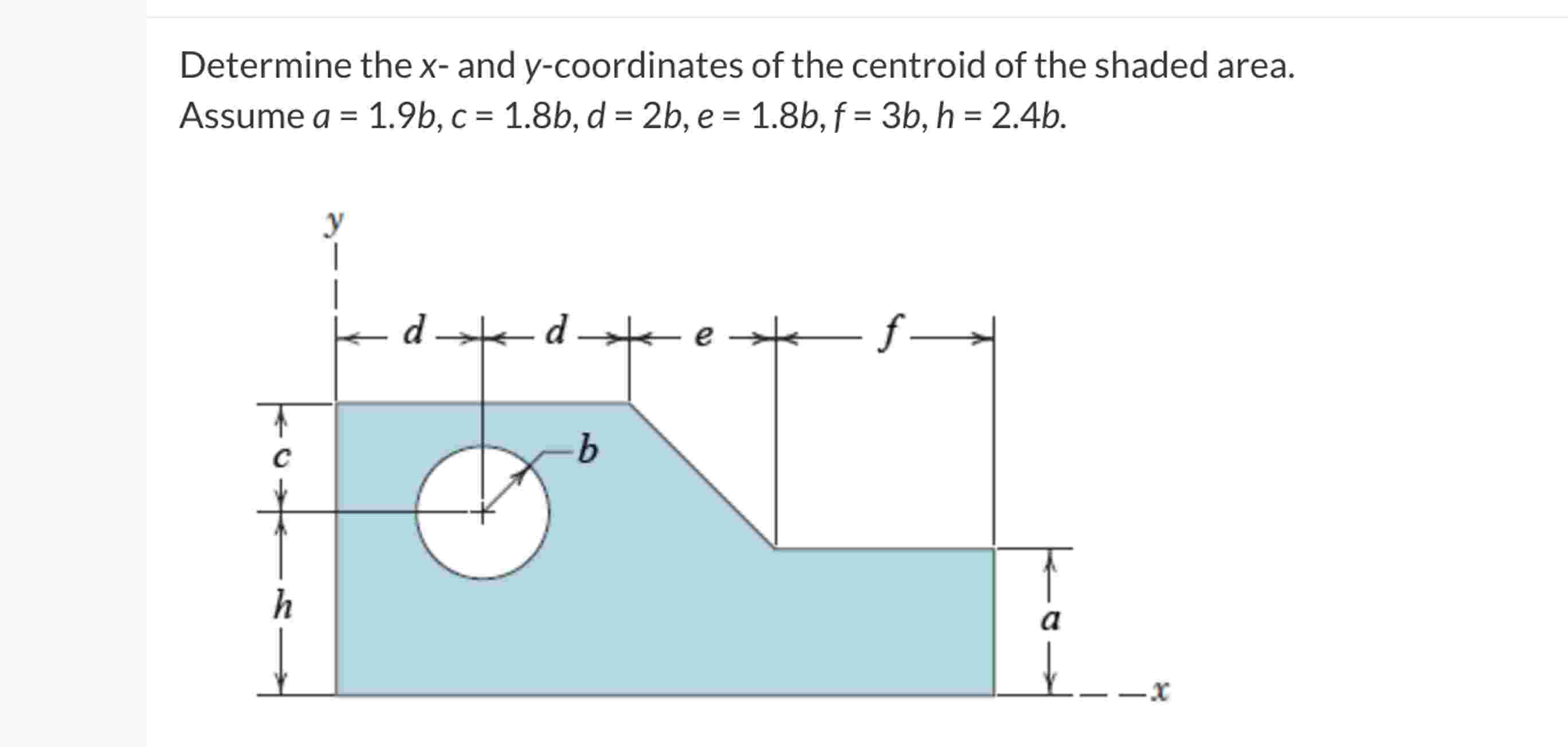 Solved Determine the x - ﻿and y-coordinates of ﻿the centroid | Chegg.com