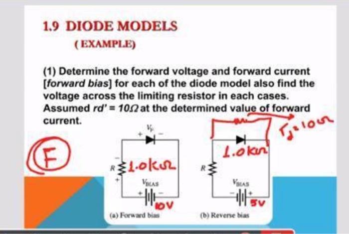 Solved 1.9 DIODE MODELS (EXAMPLE) (1) Determine the forward | Chegg.com