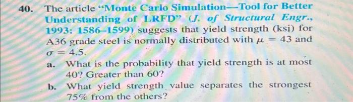 Solved 10. The Article "Monte Carlo Simulation-Tool For | Chegg.com