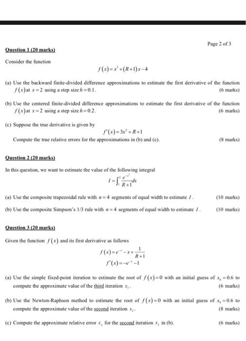 Solved f(x)=x3+(R+1)x−4 (a) Use the backward finite-divided | Chegg.com