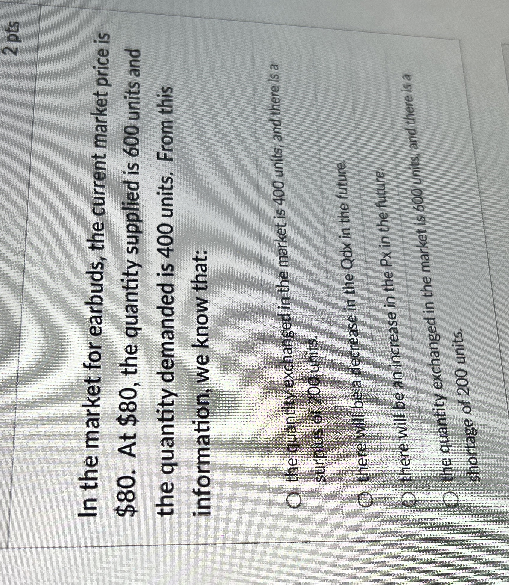 Solved 2 ﻿ptsIn the market for earbuds, the current market