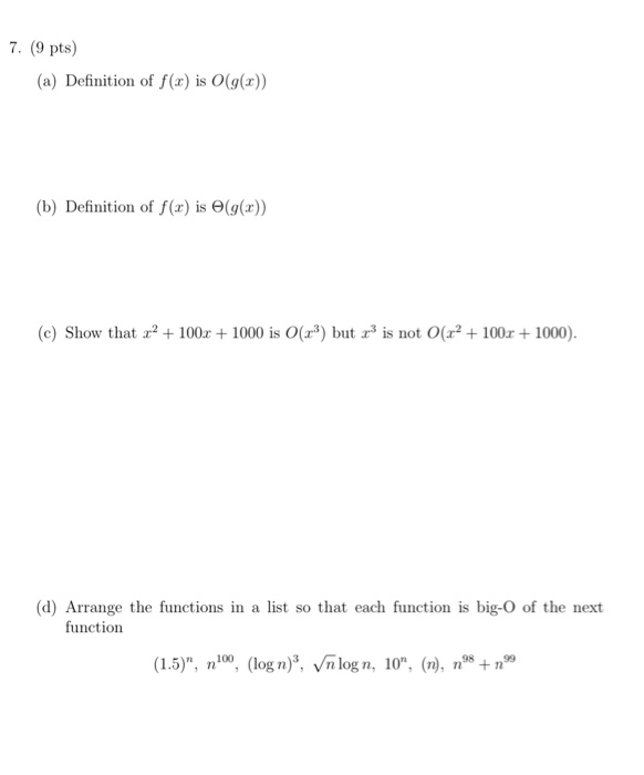 Solved 7 9 Pts A Definition Of F X Is 0 G B