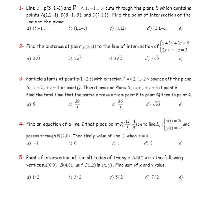 Solved 1 Line L P 3 1 1 And V 1 1 1 Cuts Throug Chegg Com