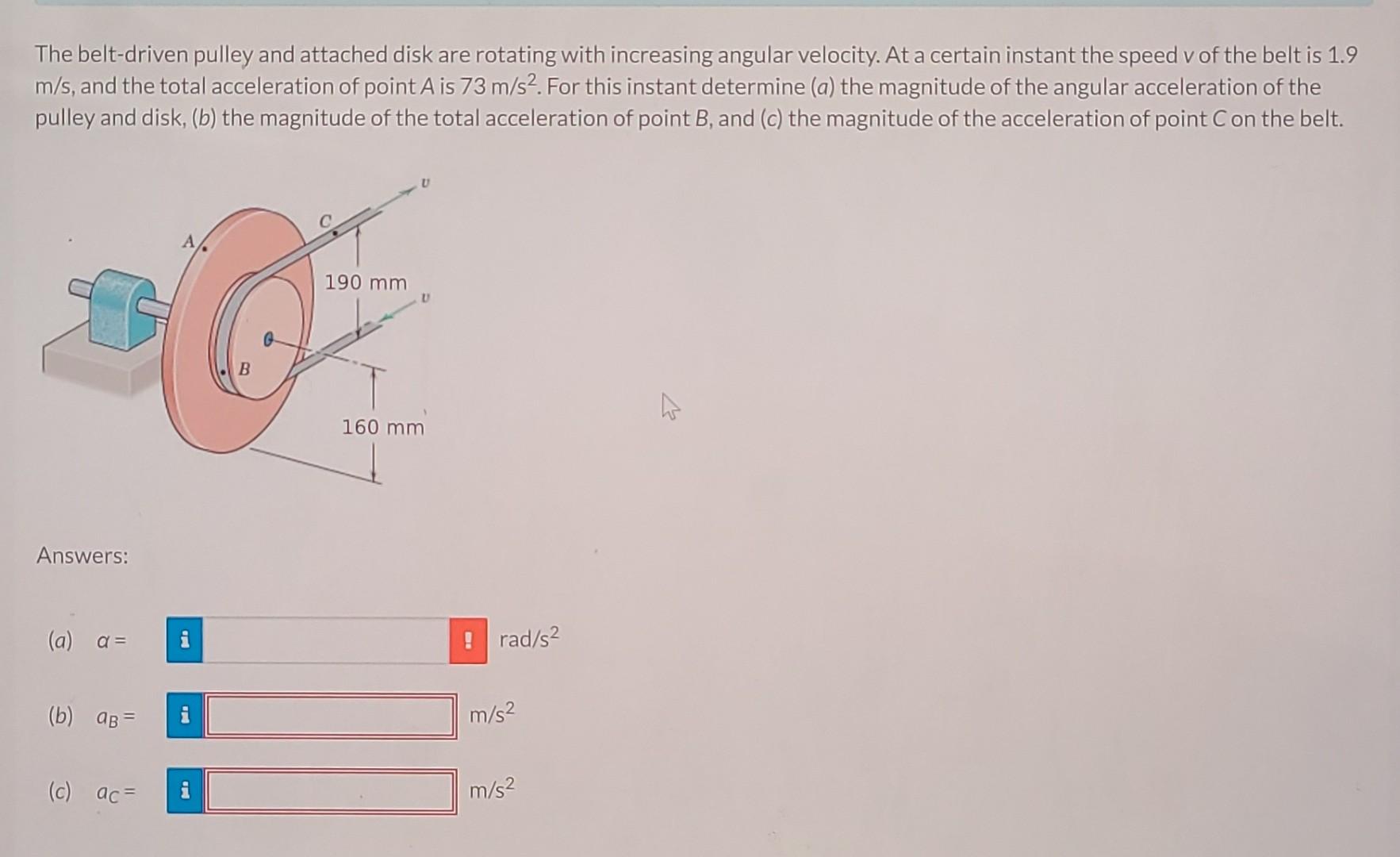Solved The beltdriven pulley and attached disk are rotating