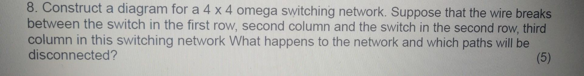 Solved 8. Construct a diagram for a 4 x 4 omega switching | Chegg.com