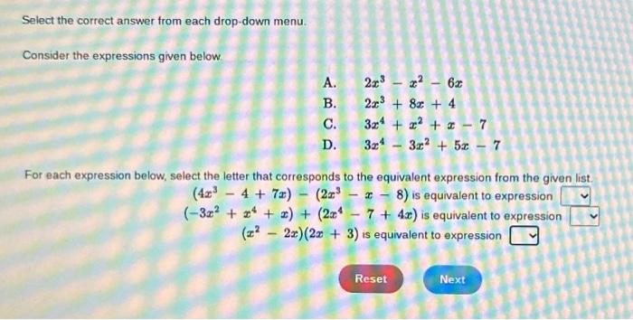 Solved Select the correct answer from each drop-down menu. | Chegg.com