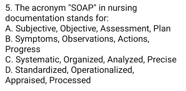 Solved Nursing: The acronym 