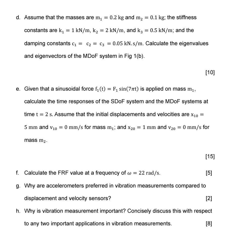 Consider Fig 1 (a) And (b) Showing An SDoF And MDoF | Chegg.com