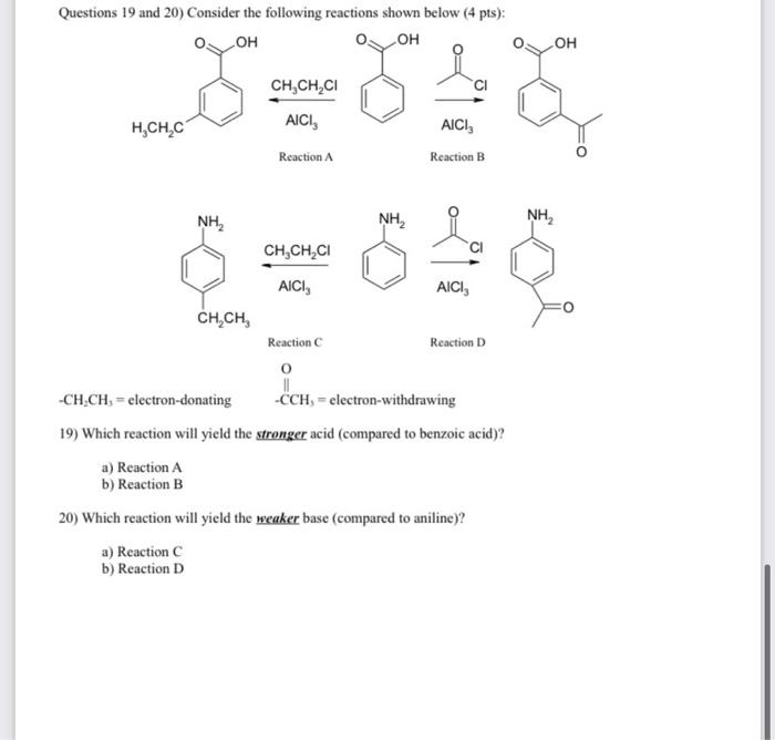 Solved Questions 19 and 20) Consider the following reactions | Chegg.com