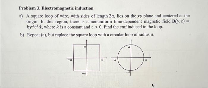 Solved Problem 3. Electromagnetic induction a) A square loop | Chegg.com