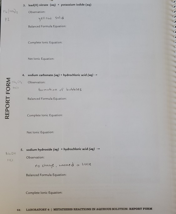 Solved 3. lead(ul) nitrate (aq) + potassium iodide (aq)