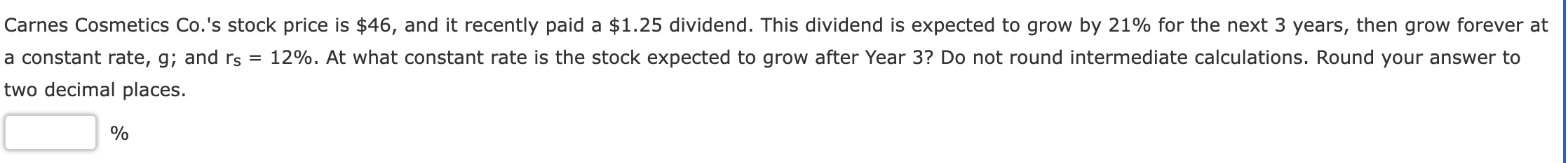 Solved Carnes Cosmetics Co.'s stock price is $46, ﻿and it | Chegg.com
