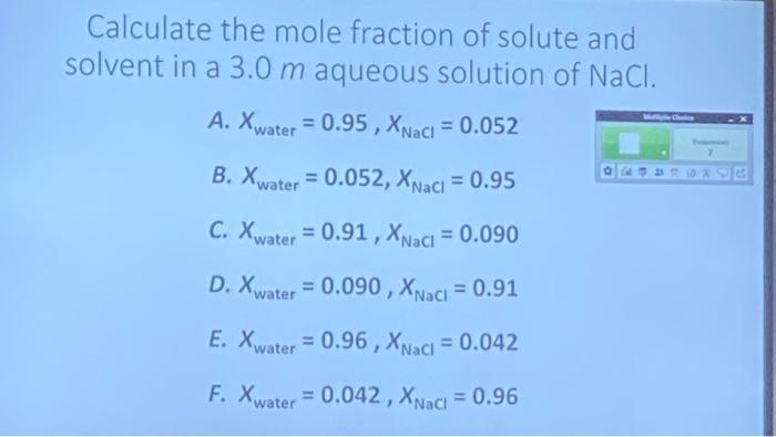 Solved Calculate the mole fraction of solute and solvent in | Chegg.com