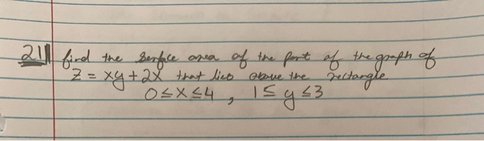 Solved 21 find the serface area of the fort of the graph of | Chegg.com