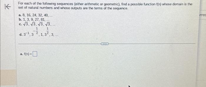 Solved For each of the following sequences (either | Chegg.com