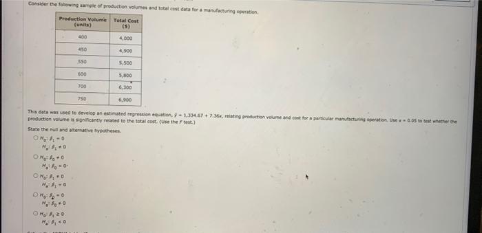 Solved Consider the following sample of production volumes | Chegg.com