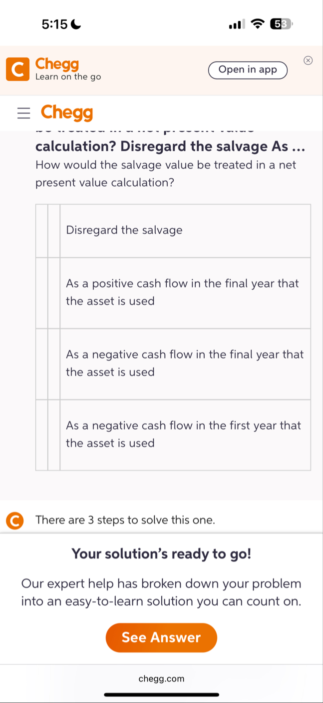 Solved 5:15Chegg5Learn on the goCheggcalculation? Disregard | Chegg.com