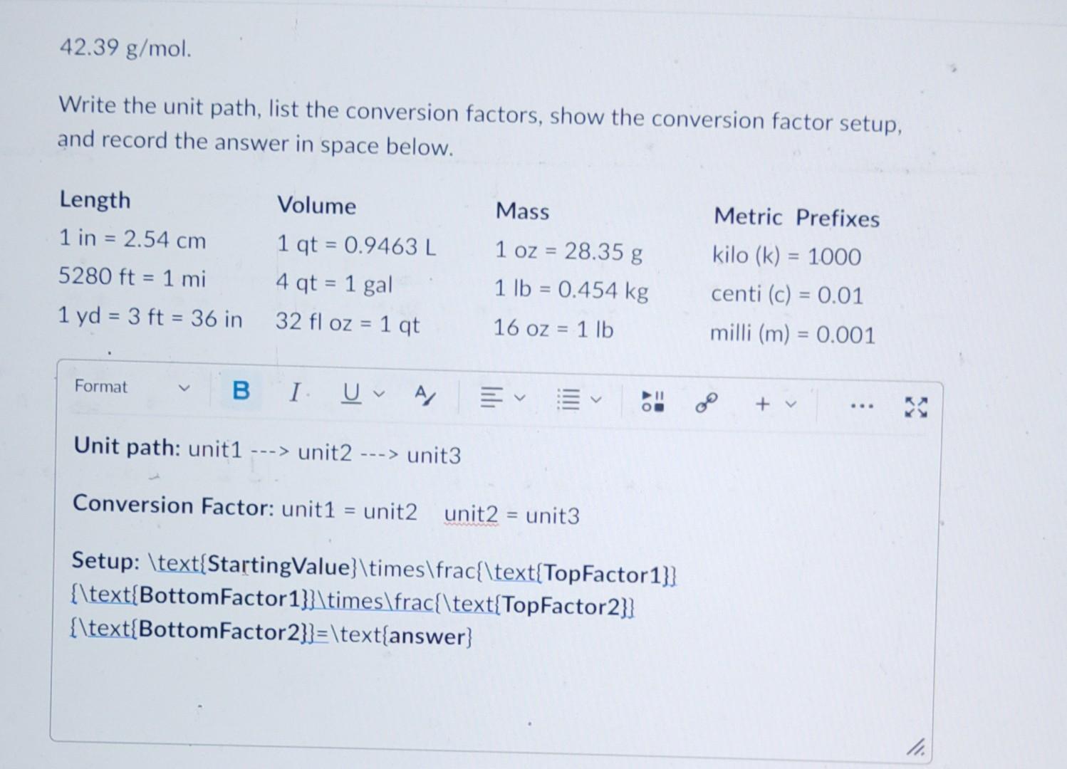 Solved Write the unit path, list the conversion factors, | Chegg.com