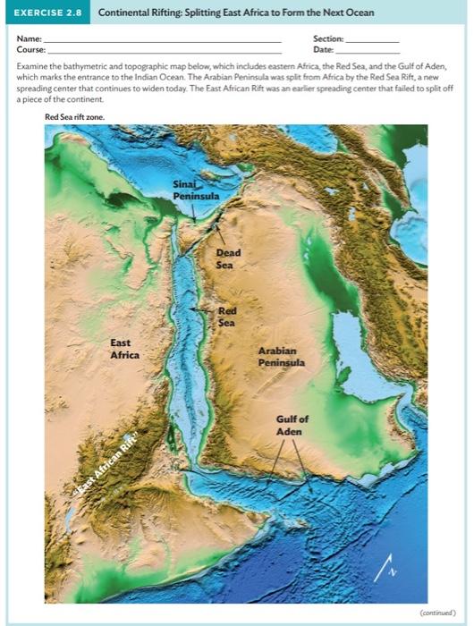 Red Sea Topographic Map Solved Exercise 2.8 Continental Rifting: Splitting East | Chegg.com