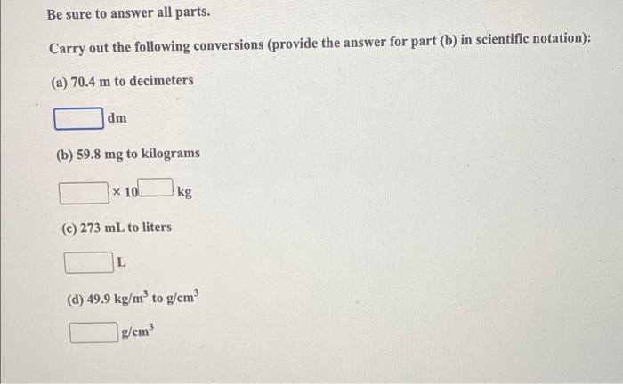 Solved Be sure to answer all parts. Carry out the following | Chegg.com