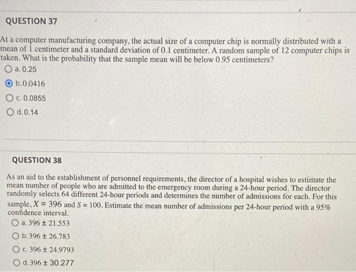 Solved QUESTION 37 At a computer manufacturing company, the